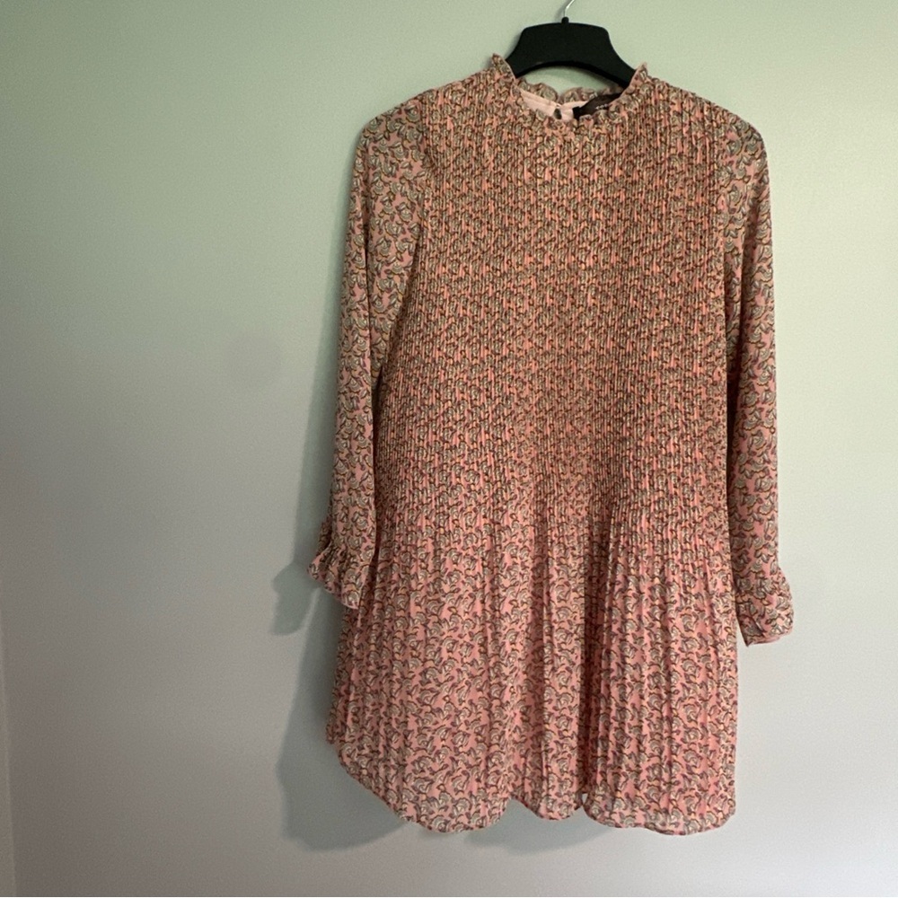 Code X Mode midi dress pink floral boho Small pleated‎ lined  cottage Core